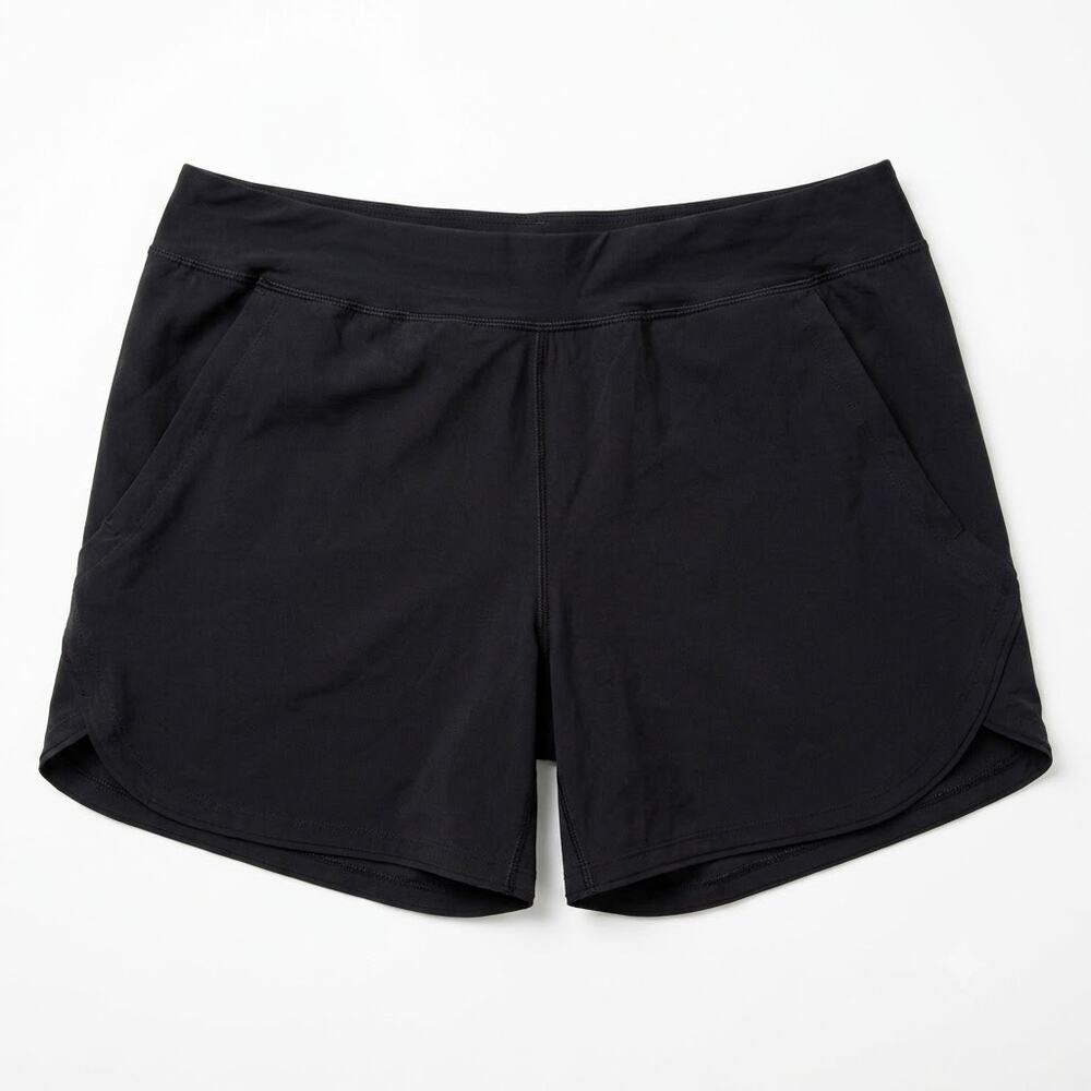 Lands End Activewear Shorts Black High Rise Dolphin Hem Quick Dry Womens Plus 18